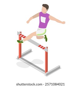 3D Isometric Flat Vector Illustration of Running With Barrier , An Intense Workout Challenge. Item 3