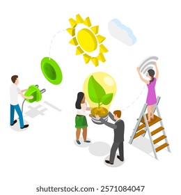 3D Isometric Flat Vector Illustration of Eco Technology, Protect Environment, Clean Alternative Energy. Item 3