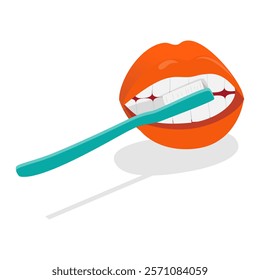 3D Isometric Flat Vector Illustration of Teeth Cleaning , Oral Hygiene. Item 6