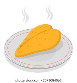 3D Isometric Flat Vector Illustration of How To Prepare Chicken Schnitzel, Homemade Food Recipe. Item 8