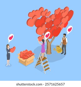 3D Isometric Flat Vector Illustration of Donation, Volunteerism, Love, And Solidarity