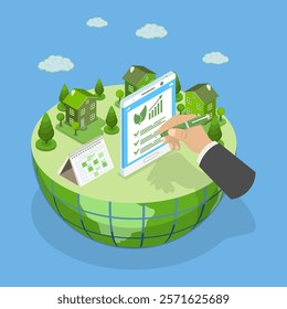 3D Isometric Flat Vector Illustration of Sustainability and ESG, Environment, Social, Governance