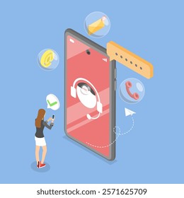 3D Isometric Flat Vector Illustration of Contact Us, Company Information