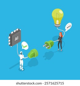3D Isometric Flat Vector Illustration of Artificial Intelligence, Machine Learning, Neural Networks