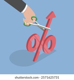 3D Isometric Flat Vector Illustration of Preventing Inflation Hike, Stop The Rise In Prices