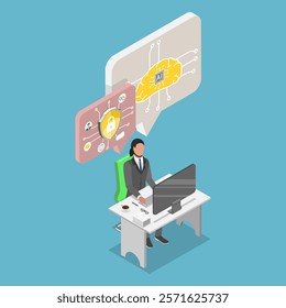 3D Isometric Flat Vector Illustration of Data Protection, Internet Security