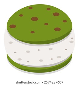 3D Isometric Flat Vector Illustration of Organic Japanese Food, Different Tasty Matcha Meals. Item 7