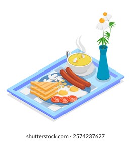 3D Isometric Flat Vector Illustration of Delightful Breakfast, Cozy Morning Ritual. Item 3