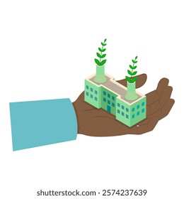 3D Isometric Flat Vector Illustration of Decarbonisation And Sustainability, Co2 Emission Impact Reduction. Item 4