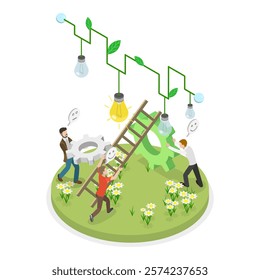 3D Isometric Flat Vector Illustration of Effective Smart And Green Solutions, Sustainable Project Development. Item 2