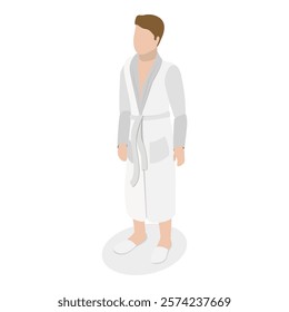 3D Isometric Flat Vector Illustration of Couple in Robes, A Man and a Woman in Bathrobes. Item 2