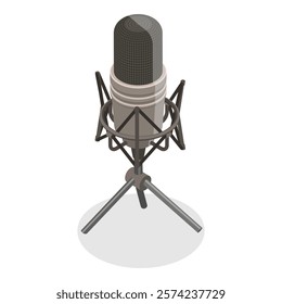 3D Isometric Flat Vector Illustration of Music Microphones, Professional Sound Recording Equipment. Item 4