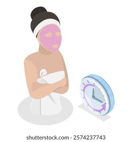 3D Isometric Flat Vector Illustration of Facial Mask, Skin Care and Acne Treatment. Item 2