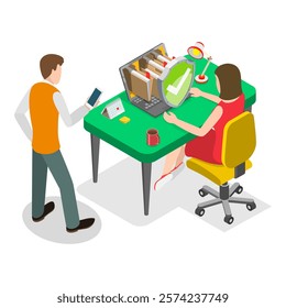 3D Isometric Flat Vector Illustration of Service Subscription, Membership Fee. Item 1