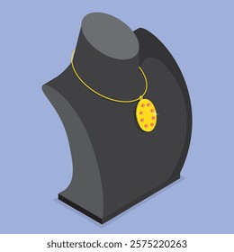 3D Isometric Flat Vector Illustration of Jewelry, Stylish Necklace