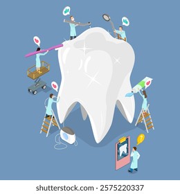 3D Isometric Flat Vector Illustration of Teeth Dentistry, Dental Care Treatment