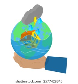 3D Isometric Flat Vector Illustration of Climate Change, Global Warming. Item 8