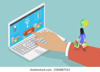 3D Isometric Flat Vector Illustration of Online Shopping , Digital Internet Store