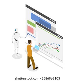3D Isometric Flat Vector Illustration of Neural Networks, Artificial Intelligence Technology. Item 1