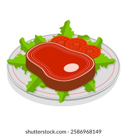 3D Isometric Flat Vector Illustration of Healthy Plate, Balanced Diet. Item 4