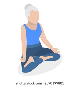 3D Isometric Flat Vector Illustration of Chakra Systems , Collection of Yoga Poses for Women. Item 19