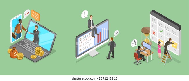 3D Isometric Flat Vector Illustration of Stakeholder Management, Partnership and Collaboration