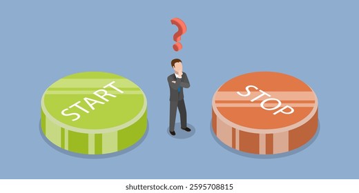 3D Isometric Flat Vector Illustration of Difficult Choice, Dilemma of Making Decision