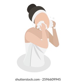 3D Isometric Flat Vector Illustration of Facial Mask, Skin Care and Acne Treatment. Item 6