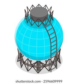 3D Isometric Flat Vector Illustration of Gas Cylindrical Containers, Metal Tanks with Industrial Liquefied Oxygen. Item 1