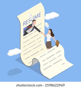 3D Isometric Flat Vector Illustration of Hiring, Human Resource Management