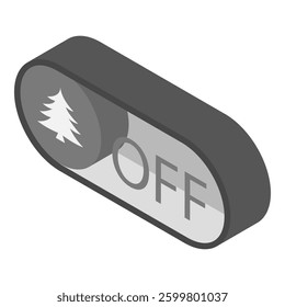 3D Isometric Flat Vector Illustration of Christmas On-off, Template for Christmas On-Off Switch Buttons Featuring Xmas Tree. Item 1