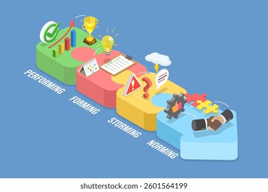 3D Isometric Flat Vector Illustration of Leading Process, Model Framework