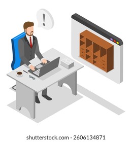 3D Isometric Flat Vector Illustration of Walk-in Closet, Wardrobe Room. Item 3