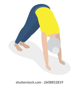 3D Isometric Flat Vector Illustration of Chakra Systems , Collection of Yoga Poses for Women. Item 22