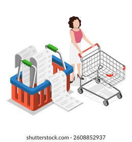 3D Isometric Flat Vector Illustration of Online Shopping, Wish List. Item 2