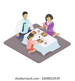 3D Isometric Flat Vector Illustration of Korean or Japanese Food, Translation Oriental Cuisine. Item 3