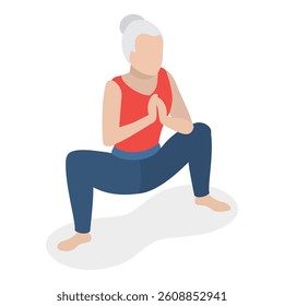 3D Isometric Flat Vector Illustration of Chakra Systems , Collection of Yoga Poses for Women. Item 10