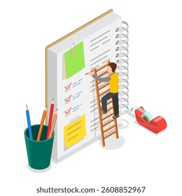 3D Isometric Flat Vector Illustration of Planning Schedule, Appointment, Calendar Application. Item 1