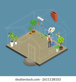 3D Isometric Flat Vector Illustration of Fresh Air, Breathe Meditation, Harmony Lifestyle