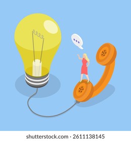 3D Isometric Flat Vector Illustration of Telemarketing, Selling Products Over a Phone