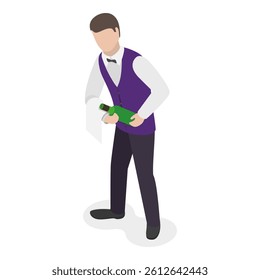 3D Isometric Flat Vector Illustration of Restaurant Waiter, Taking a order, Delivering food in a restaurant.. Item 2