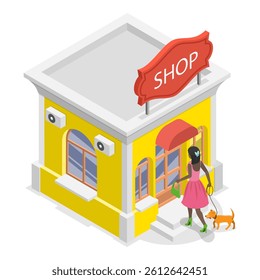 3D Isometric Flat Vector Illustration of Shopping With Dog, Pet Care. Item 3
