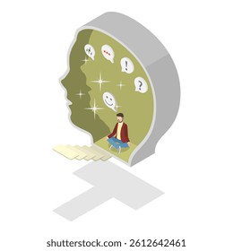 3D Isometric Flat Vector Illustration of Introvert Vs Extrovert, Human Personality Types. Item 2