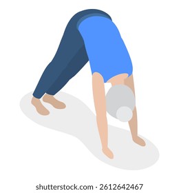 3D Isometric Flat Vector Illustration of Chakra Systems , Collection of Yoga Poses for Women. Item 23