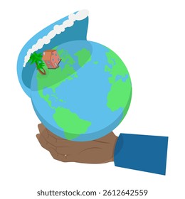 3D Isometric Flat Vector Illustration of Climate Change, Global Warming. Item 1