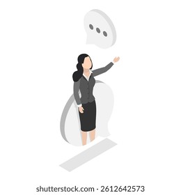 3D Isometric Flat Vector Illustration of Business Discussion, Coworkers Engaging in Dialog and Group Discussion. Item 4