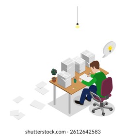 3D Isometric Flat Vector Illustration of Writers Or Poets , Literature as Hobby or Profession. Item 2