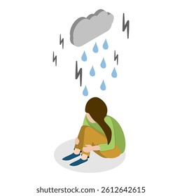 3D Isometric Flat Vector Illustration of Emotional Mental Disorder, Psychotherapy and Psychological Support. Item 2