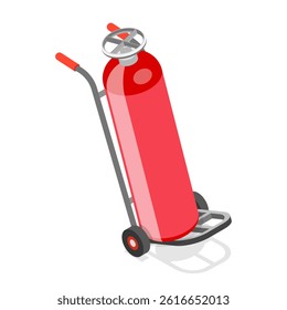 3D Isometric Flat Vector Illustration of Gas Cylindrical Containers, Metal Tanks with Industrial Liquefied Oxygen. Item 5