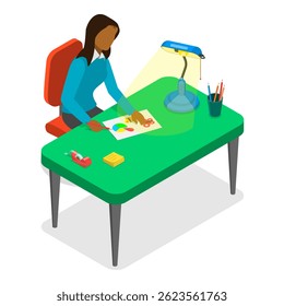 3D Isometric Flat Vector Illustration of Designers At Work, Professional Visual Artists. Item 1